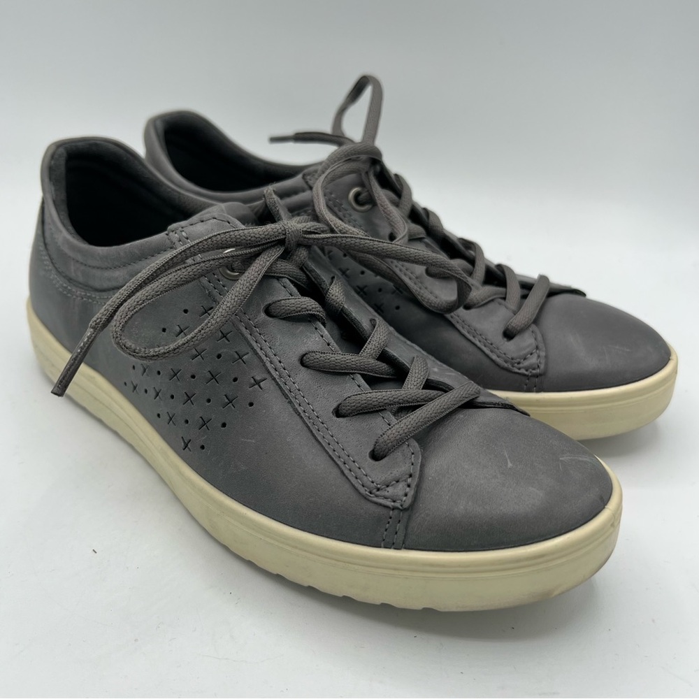 Ecco Fara Shoes Women's 37 6-6.5 Gray Leather Comfort Lace Up Walking Sneakers